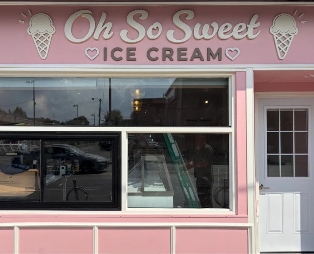 The pink Oh So Sweet Ice Cream storefront on Ossington Avenue
